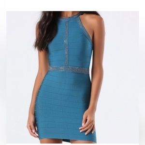 Bebe Teal Blue Bandage Mini Party Holiday Fun Dress. Size XS‎